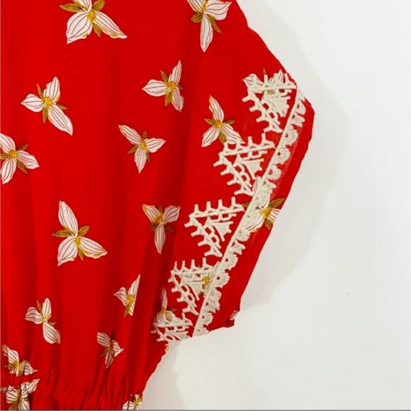 Anthropologie THML Maya red floral embroidered dress size extra small new - Picture 8 of 11